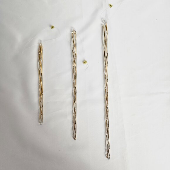 10 Glass and Gold Icicle Christmas Ornaments – 6", 8", 10" - Picture 4 of 5